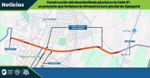 Construcción del alcantarillado pluvial en la Calle 8ª, un proyecto que fortalece la infraestructura sanitaria de Zipaquirá